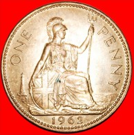 *MISTRESS OF SEAS (1954-1970) GREAT BRITAIN PENNY 1962 ELITHABETH II (1953-2022) UNC MINT LUSTRE~LOW START NO RESERVE! - D. 1 Penny