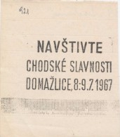 J2275 - Czechoslovakia (1945-79) Control Imprint Stamp Machine (R!): Visit The Chod Festival; Domazlice, 8.-9.7.1967 - Proofs & Reprints