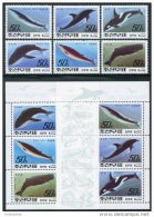 Korea 1992, SC #3152-57, 3152a,3155a, Perf 6V+2M/S, Whales & Dolphins - Baleines
