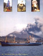 (145) Papua New Guinea Rabaul And Volcano Eruption + Ship And Mask - Papoea-Nieuw-Guinea