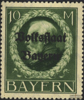 Bavaria 132I A Tested, Peace Print With Hinge 1919 King Ludwig With Print - Nuovi