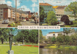 22056- NEUMUNSTER- STREET VIEWA, SQUARE, PARK, DUCKS, POND, CAR, BUSS - Neumuenster