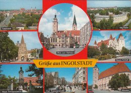 22063- INGOLSTADT- PANORAMAS, FORTRESS, TOWN HALL SQUARE, GATE, CASTLE, MUSEUM, CATHEDRAL, CAR - Ingolstadt