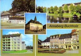 Annaberg Buchholz - Mehrbildkarte 5 HO Gaststätte Frohnauer Hammer Schutzteich Wohngebiet Hermann Matern Markt - Annaberg-Buchholz