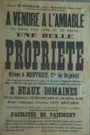 87 - EYMOUTIERS - RARE AFFICHE ME FOURIAUD- NOTAIRE- VENTE PROPRIETE MENTHEIX BUJALEUF- BARONNE RAOUL DE BONY- LADURE - Affiches