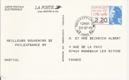 ENTIER POSTAL STATIONERY GANZSACHE GS ELECTRONIQUE FRANCE PHILEXFRANCE 1989 MARIANNE 1789 1989 - Cartes Postales Repiquages (avant 1995)