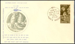 INDIA, 1969, MAN On The MOON, First Day Cover, MOON, Satellite, Space, Neil Armstrong, Science, Research. - Azië