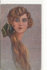 T. CORBELLA, GLAMOUR, YOUNG LADY WITH BOW, LONGHAIRED BEAUTY, NM Cond. PC Not Mailed - Corbella, T.