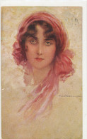 T. CORBELLA, GLAMOUR, YOUNG LADY WITH SCARF, LONGHAIRED BEAUTY, EX Cond. PC Mailed - Corbella, T.