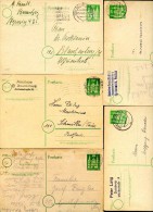 BIZONE P2 I  5 Postkarten In Die SBZ Braunschweig+Bergheim+Detmold+Duisburg 1949-50 - Lettres & Documents