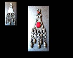 Ancien Pendant Afghan / Old Afghani Pendant Silver Coral - Anhänger