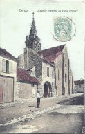 ILE DE FRANCE -95 - VAL D'OISE -CERGY - L'église Et Entrée Du Vieux Prieuré - Colorisée - Cergy Pontoise