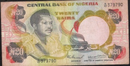 NIGERIA P18c  20  NAIRA 1977 #B/43 Signature 4    F-VF - Nigeria