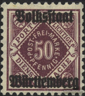 Württemberg D143b With Hinge 1919 People's State - Postfris