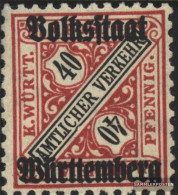 Württemberg D268II, Border Line Under C Aufgewölbt (Field 95) Unmounted Mint / Never Hinged 1919 Numbers In Signs - Ungebraucht