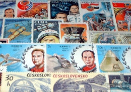 Motives 100 Different Astronaut Stamps - Verzamelingen