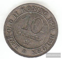 Belgium Km-number. : 43 1894 Very Fine Copper-Nickel Very Fine 1894 10 Centines Leo In District - 10 Cents