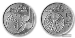 FRD (FR.Germany) Jägernr: 437 1985 F Stgl./unzirkuliert Copper-Nickel Stgl./unzirkuliert 1985 5 DM Year The Music - Commemorations