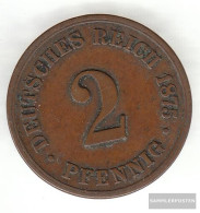 German Empire Jägernr: 2 1875 D Fine Bronze Fine 1875 2 Pfennig Smaller Imperial Eagle - 2 Pfennig