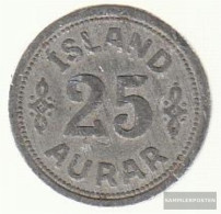 Iceland Km-number. : 2 1942 Very Fine Zinc Very Fine 1942 25 Aurar Gekröntes Crest - IJsland