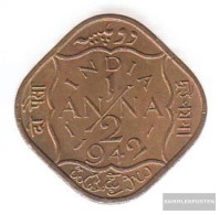 India Km-number. : 534 1942 Very Fine Nickel-brass Very Fine 1942 1/2 Anna George VI. - India