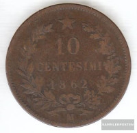 Italy Km-number. : 11 1862 M Very Fine Copper Very Fine 1862 10 Centesimi Vittorio Emanuele II. - 1861-1878 : Vittoro Emanuele II