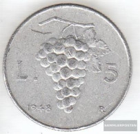 Italy Km-number. : 89 1949 Extremely Fine Aluminum Extremely Fine 1949 5 Lire Grapes - 5 Lire