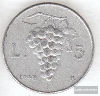 Italy Km-number. : 89 1950 Extremely Fine Aluminum Extremely Fine 1950 5 Lire Grapes - 5 Lire