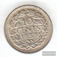 Netherlands Km-number. : 163 1939 Extremely Fine Silver Extremely Fine 1939 10 Cents Wilhelmina I. - 10 Centavos