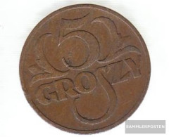 Poland Km-number. : 10 1937 Very Fine Bronze Very Fine 1937 5 Groszy Crowned Adler - Polen