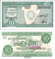 Burundi Pick-number: 33d (1997) Uncirculated 1997 10 Francs - Burundi