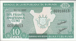 Burundi Pick-number: 33e (2007) Uncirculated 2007 10 Francs - Burundi