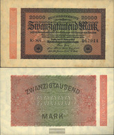 German Empire RosbgNr: 84e, Watermark Hakensterne 6stellige Kontrollnummer Uncirculated 1923 20.000 Mark - 20000 Mark