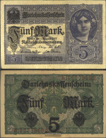 German Empire Rosenbg: 54c, 8stellige Kontrollnummer, Vs Grauviolett Uncirculated 1917 5 Mark - 5 Mark