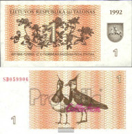 Lithuania 39 Uncirculated 1992 1 Talon - Lituania