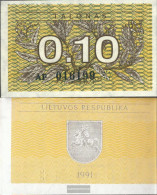 Lithuania Pick-number: 29a Uncirculated 1991 0,10 Talonas - Lithuania