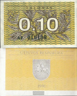 Lithuania Pick-number: 29a Uncirculated 1991 0,10 Talonas - Lituanie