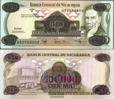 Nicaragua Pick-number: 149 Uncirculated 1987 100.000 Córdobas On 500 Córdobas - Nicaragua
