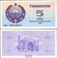 Uzbekistan Pick-number: 63a Uncirculated 1992 5 Sum - Usbekistan