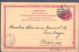 O) 1912 SWEDEN, POSTAL STATIONARY TO MEXICO, BREFKORT VERLDS POST FORENINGEN - UPU, XF - Cartas & Documentos