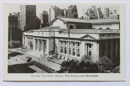 The New York Public Library, Fifth Avenue And 42nd Street, Real Photo Postcard RPPC, 1954 - Autres Monuments, édifices