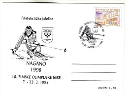 Olympiques Olympic 1998 Nagano Zagreb Postmark - Hiver 1998: Nagano