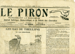 Très RARE Journal Satirique Hebdomadaire "LE PIRON" Humoristique Et Patois Des Charentes N° 1 GOULBENEZE - Poitou-Charentes