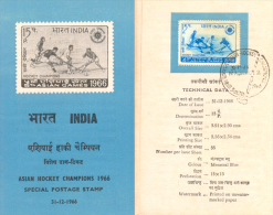 INDIA, 1966, ASIAN HOCKEY CHAMPIONS - 1966, Officially Cancelled BROCHURE, Sports, HOCKEY, Games, Asia, Ball. - Hockey (sur Gazon)