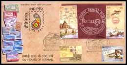 India, 2011, 100 YEARS Of AIRMAIL, FDC, Airmail, AVIATION, Flight, HENDRY PICQUET, Map, BOAT, River, INDEPEX. - Luchtpost