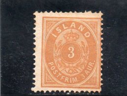 ISLANDE 1882 * - Neufs