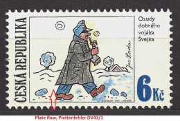 Czech Republic 1997 MNH ** Mi 155 Sc 3021 Svejk. Good Soldier Schweik. Plate Flaw, Plattenfehler - Nuovi