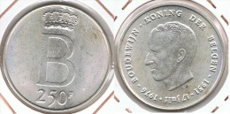 BELGICA 250 FRANCS 1976 PLATA SILVER D40 - 250 Francs