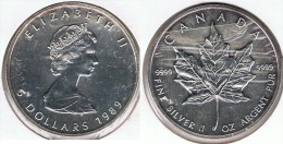 CANADA 5 DOLLARS  OUNCE 1989 PLATA SILVER D21 - Canada
