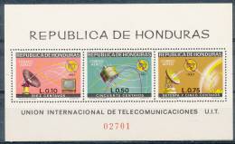 HONDURAS 1968 RARE ITU S/S SC# C422VAR S/S OF 3 STAMPS VF MNH SELDOM SEEN - Verzamelingen